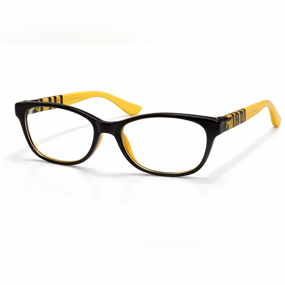 Fendi Eyeglasses Frames Black Yellow FF Logo Designer Optical Glasses